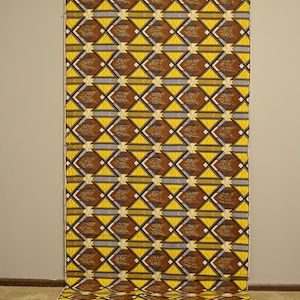 Afrikanischer Wachsstoff Lang Braun Gelb Schwarz Weiß Patten Dogon Stoff 145 &quot;