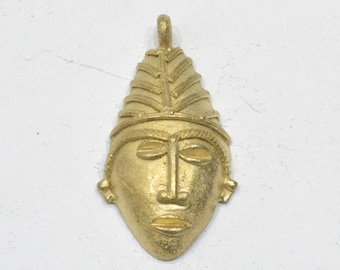 Pendant African Brass Baule Mask Pendant