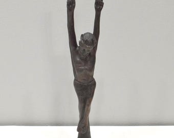 African Ebony Wood Jesus Crucifix Sculpture