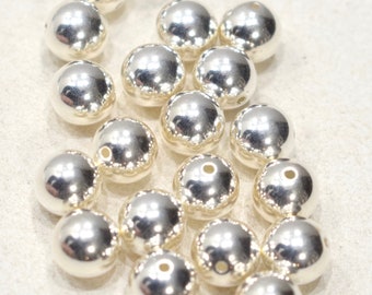 Beads Bright Siver Plated Round Beads 10mm