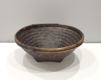 Basket Bowl Woven Rattan Bamboo Basket Ifugao Philippines