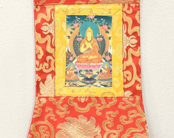 Tibetan Thangka Silk Print Painting Buddhist Deity 13"