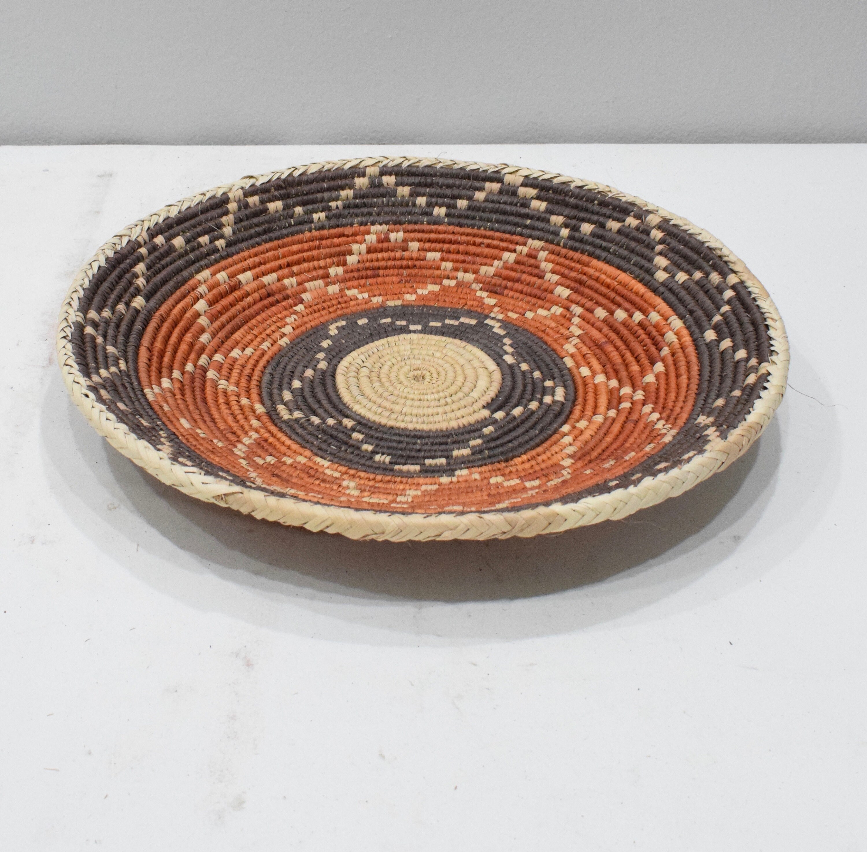 African Basket Botswana Natural Colors South Africa Woven Palm Food Basket