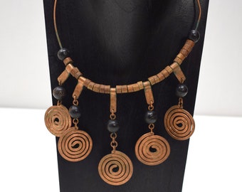 Necklace Africa Turkana Copper Coil Choker 18.5"