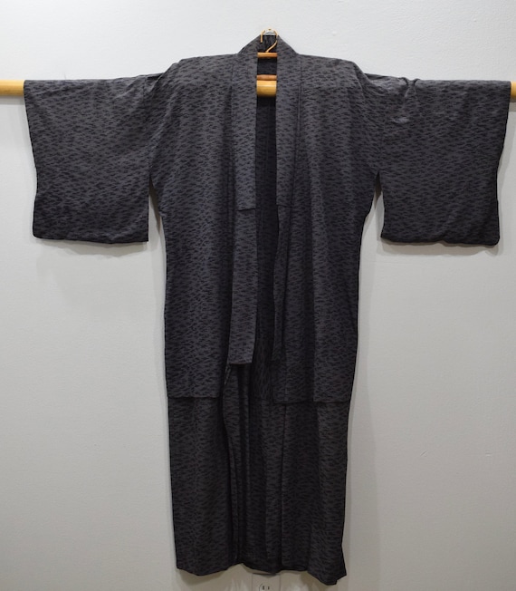 Kimono Japanese Black Gray Long Kimono