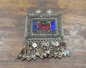 Middle Eastern Silver Kuchi Glass Pendant