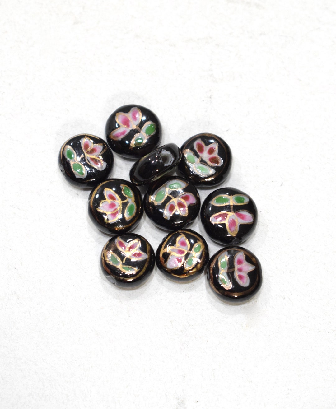 Beads Chinese Black Flat Porcelain Beads 11mm - Etsy