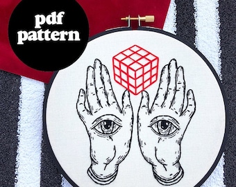 PDF Pattern All Seeing Eye Hands Embroidery Instant Download Digital Printable Pattern Occult Embroidery Halloween Creepy Weird Horror DIY