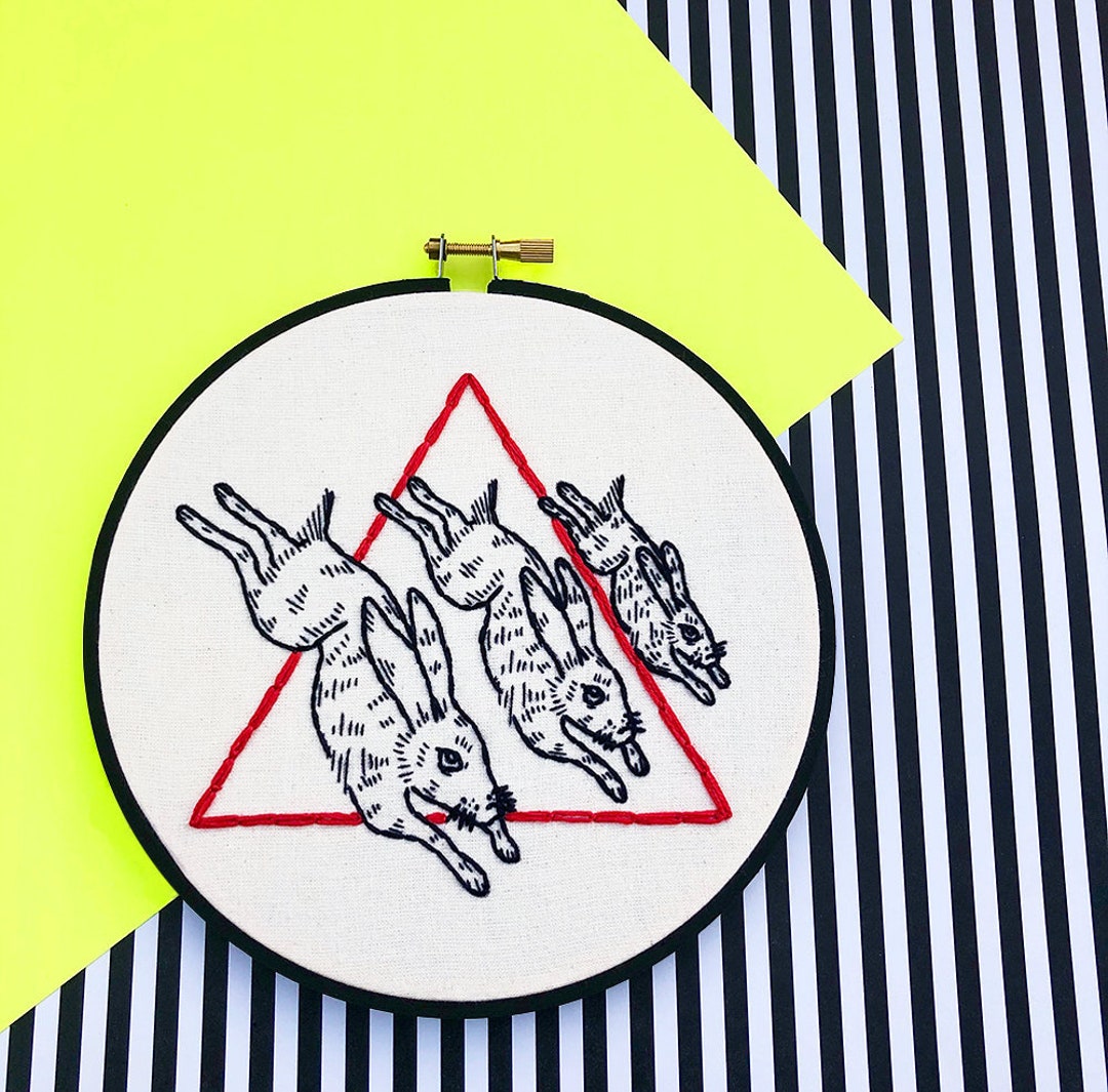 Rabbit Woodcut Embroidery Occult Superstition Embroidery Hoop Occult ...