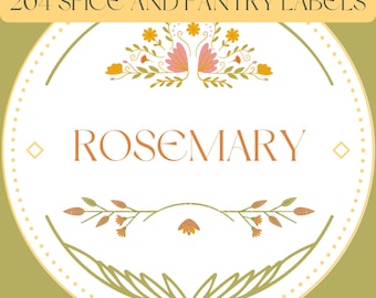 Afdrukbare labels voor organisatie - keuken, bijkeuken, apotheek, kruidenpotjes - Cottagecore, hygge, bloemen - digitale download, meer dan 200 labels