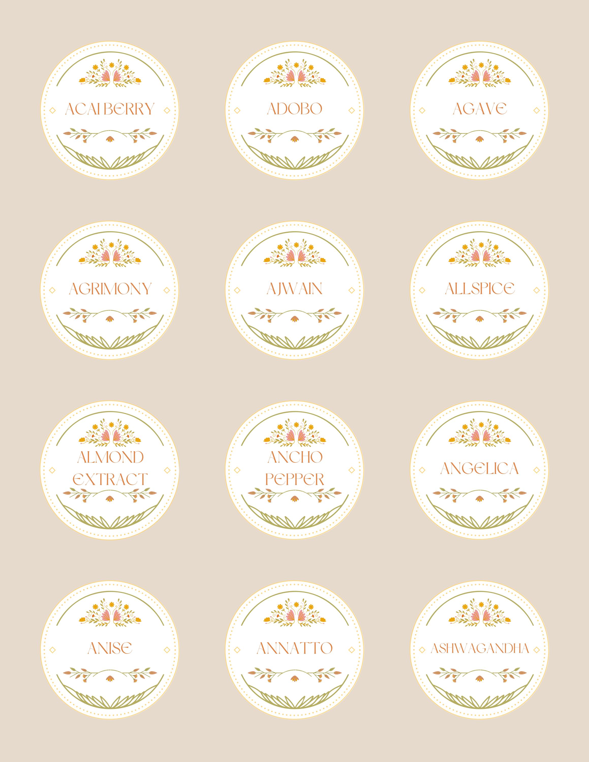 Printable Labels for Organization - Kitchen, Pantry, Apothecary, Spice ...