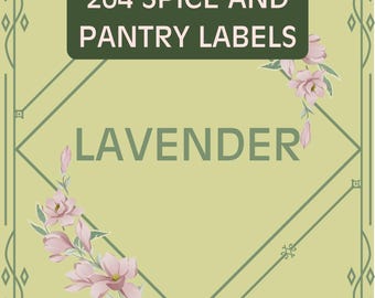 Afdrukbare labels voor organisatie - keuken, bijkeuken, apotheek, kruidenpotjes - lente, bloemen, groen - digitale download, meer dan 200 labels
