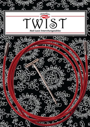ChiaoGoo 14-Inch Twist Lace Interchangeable Cable - Large Size For Knitting Needles Sizes 9-15, Red