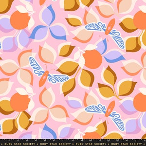 New Leaf Rayon in Pink - Stay Gold by Melody Miller - Ruby Star Society Fabrics