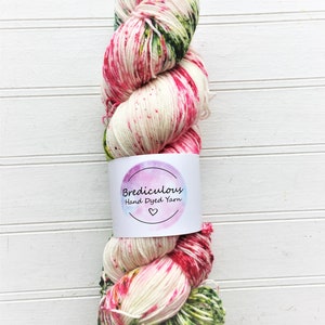 Addy Sock Yarn in Strawberry Fields - Brediculous Hand Dyed Yarn - 75/25 Superwash Merino / Nylon blend - Sock Weight Yarn