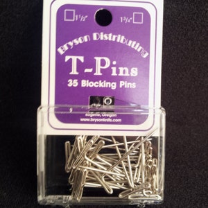 Bryson T-Pins Box of 35 - 1 1/2" - great for sewing and blocking knits