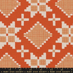 Star Canvas in Warm Red - Heirloom by Alexia Abegg - Ruby Star Society Fabrics - Cotton Linen Blend Canvas