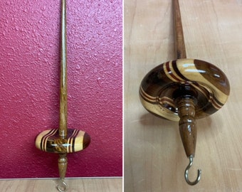 Striped Wood Drop Spindle - Spin your own yarn - Fiber Arts Notion