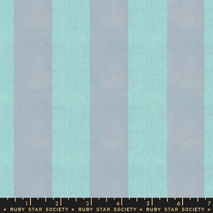 May include: A fabric with alternating stripes of light blue and gray. The fabric has a subtle texture and is perfect for sewing projects.