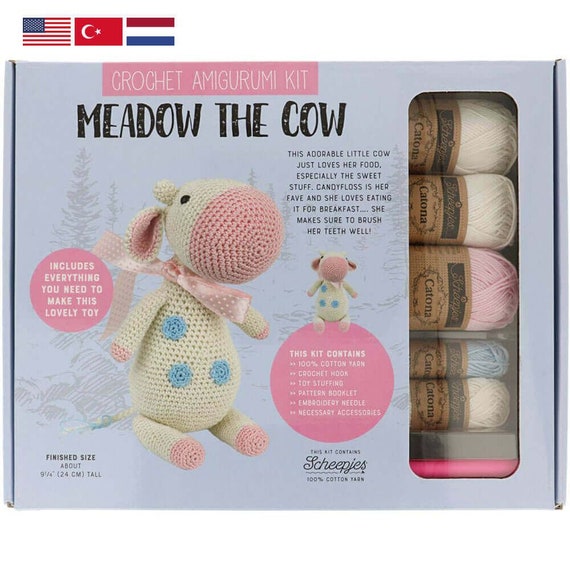 Meadow the Cow Crochet Kit Complete With Pattern and Cotton Sheepjes Yarn 