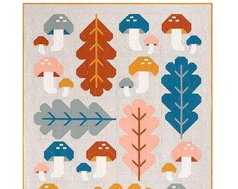 Colcha de hongos del bosque - Patrón de colcha de papel de Pen and Paper Patterns