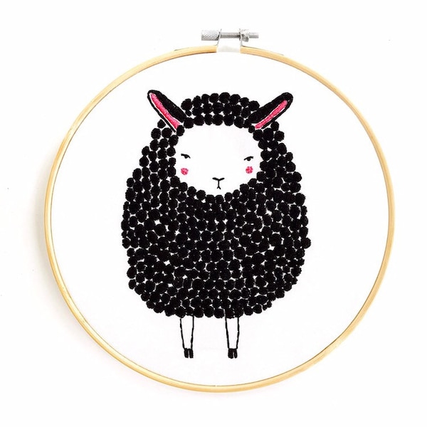 Black Sheep Embroidery Embroidery Sampler - gingiber - Comes with Instructions and Preprinted Fabric