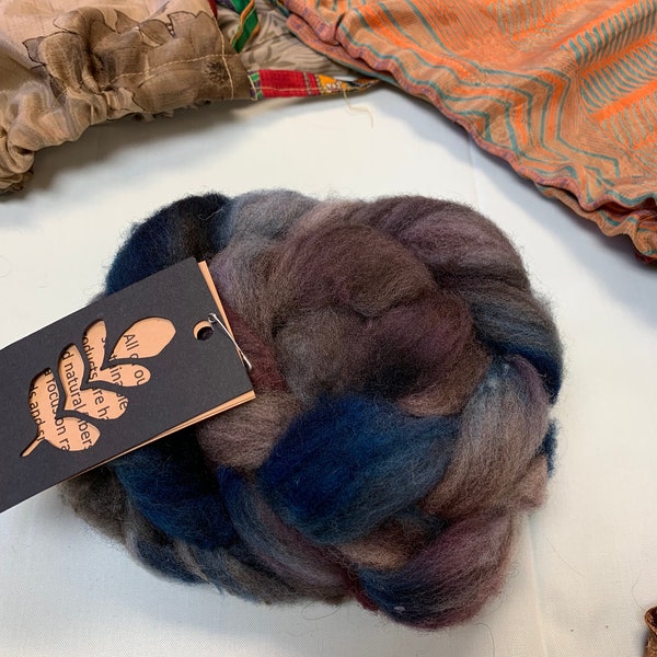 Moody Sky - Jacob Wool Roving - Hand Dyed  Spinning Fiber - Pindrop Fibers - SE2SE