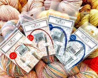 Paquetes combinados cortos ChiaoGoo TWIST: agujas de tejer intercambiables de acero inoxidable de 2" y 3" (varios tamaños disponibles)