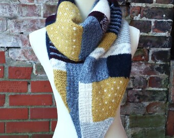 Cobblestone Inn Knitting Pattern – Colorwork Intarsia Scarf (PDF Download)