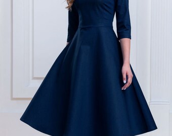 Navy blue spring dress Clearance