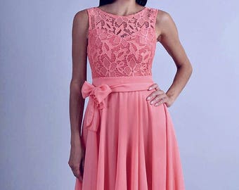 coral lace dress for wedding
