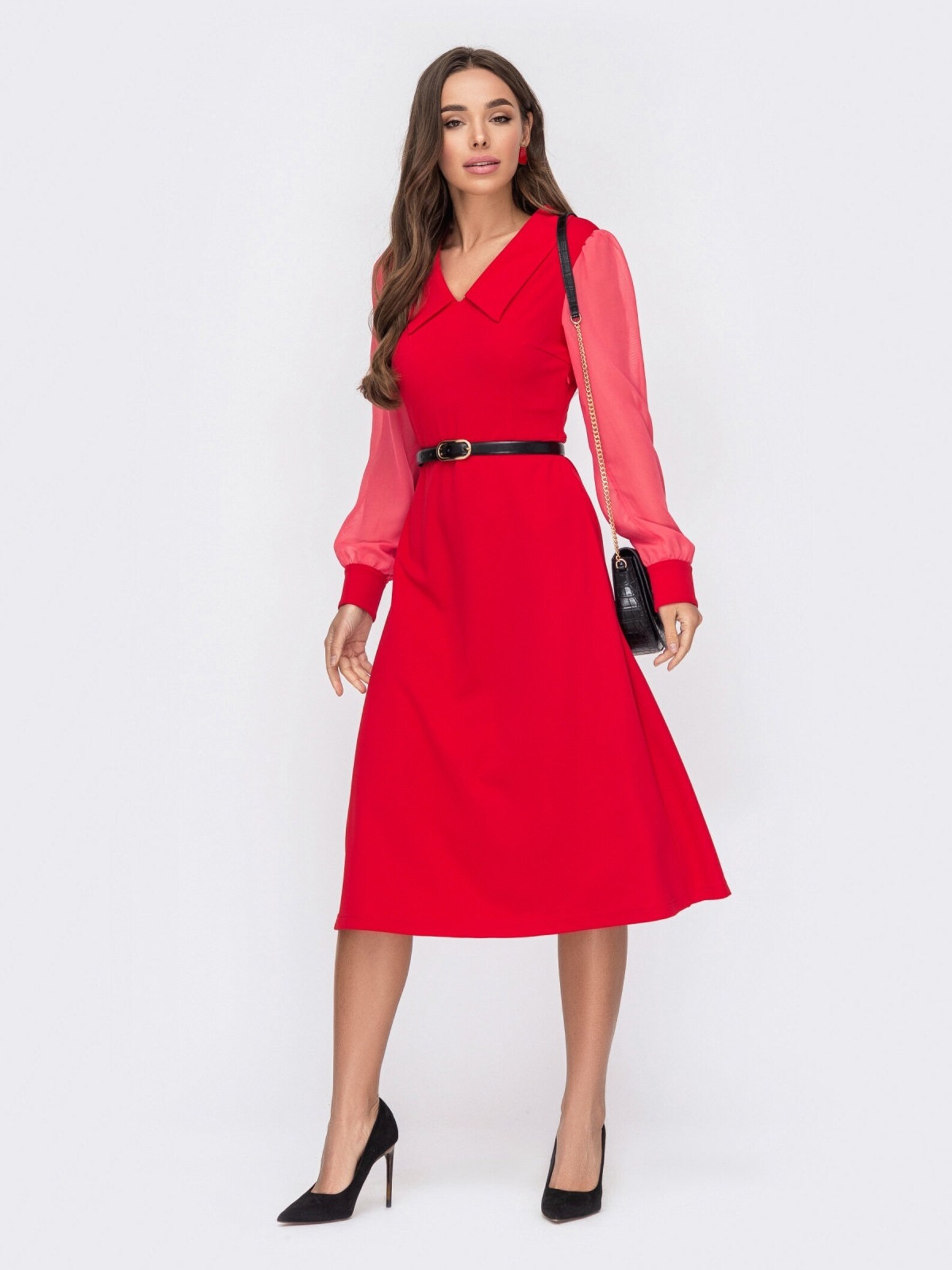 Black dress Spring dress Below knee Elegant office dress Long Etsy