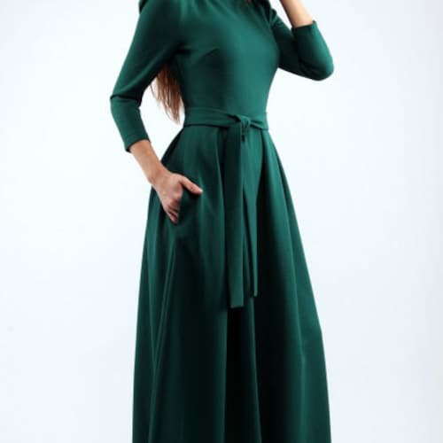 maxi dark green dress