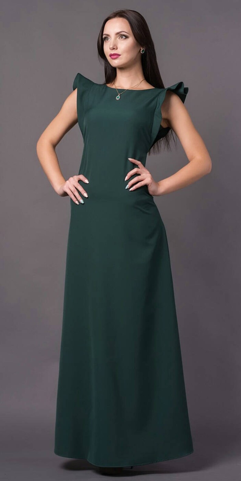 deep green maxi dress
