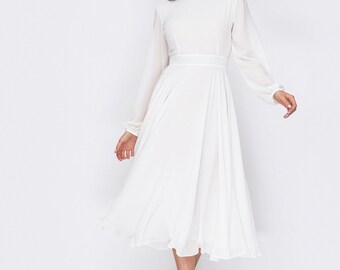 classy white midi dress