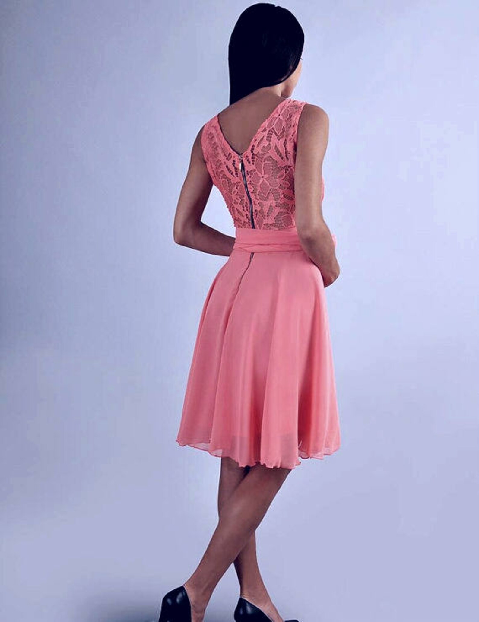 Coral dress Cocktail dress Summer dress coral wedding Lace Etsy