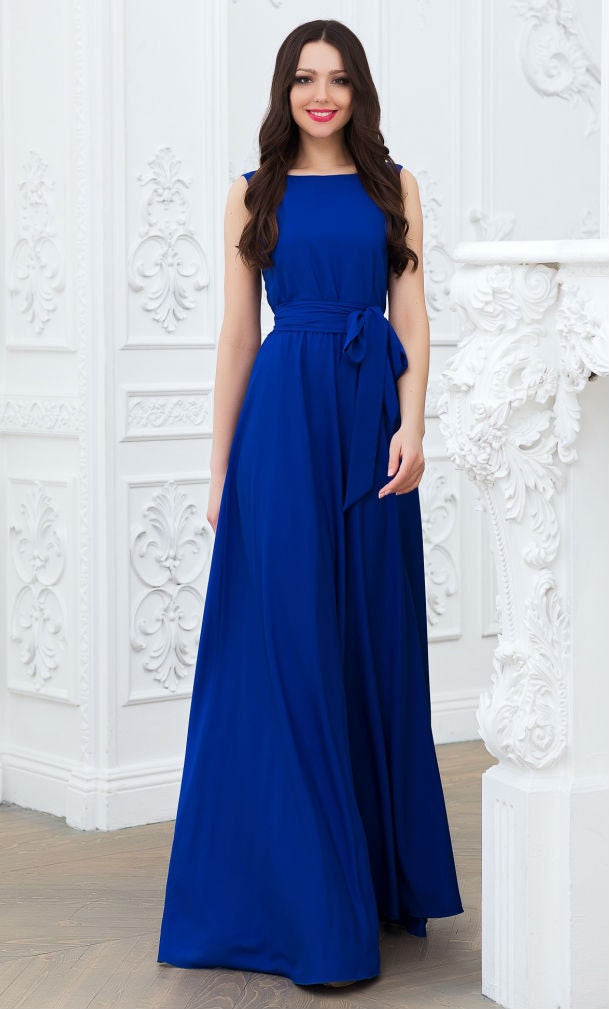 Vestido azul cobalto Maxi vestido Vestido largo azul Vestido | Etsy México