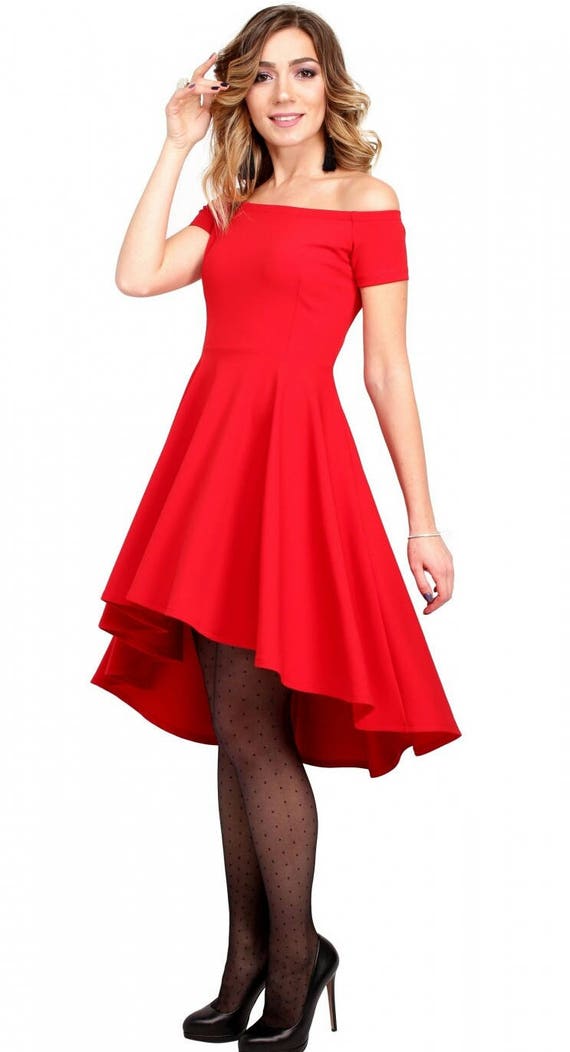 Robe Rouge Robe De Printemps Robe Asymetrique Robe Formelle Etsy