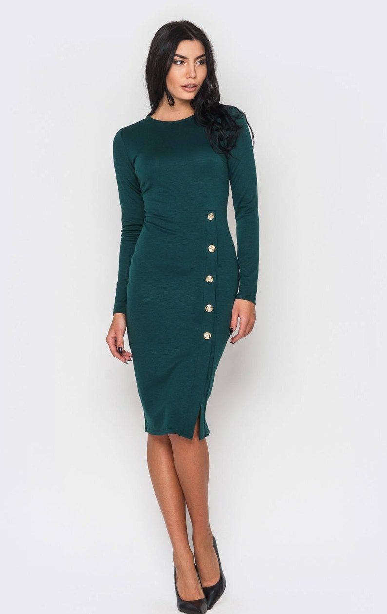 Donker groene jurk Emerald jurk Office jurk herfst jurk Etsy