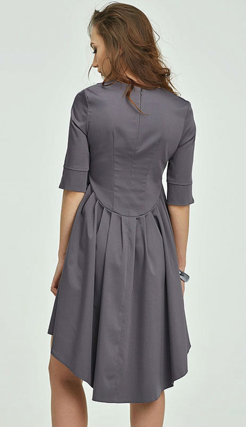 Dark Gray dress Asymmetric Dress Everyday woman clothing Spring dress for Women Autumn dress Party dress Military dress Cocktail grey Dress