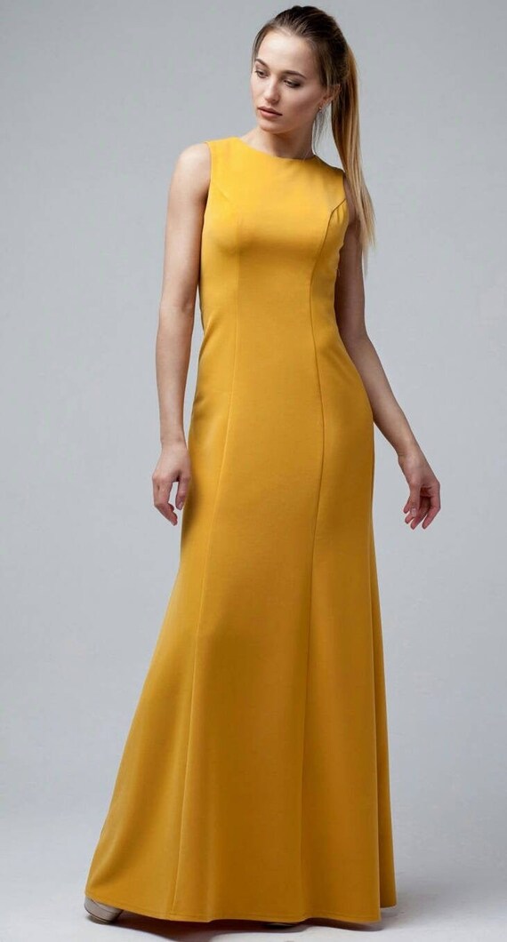 mustard yellow dress formal