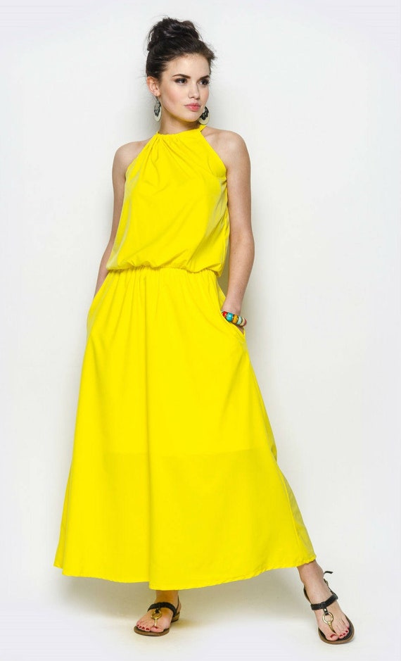 yellow long summer dresses