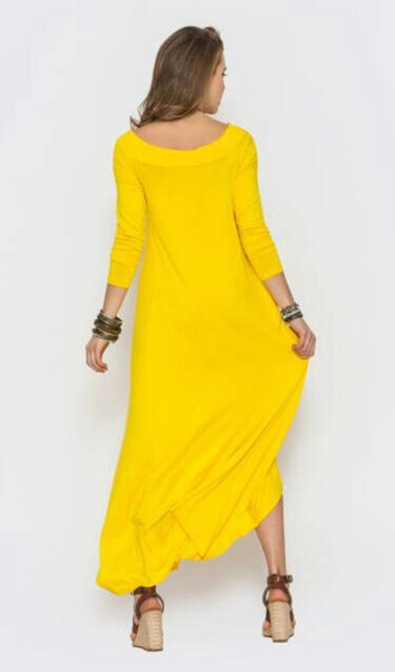 Yellow long dress Spring dress Summer asymmetric dress Fashion Etsy