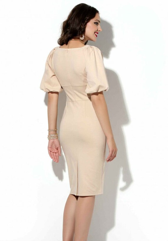 Vestido beige Vestido de noche Vestido elegante para mujer | Etsy España