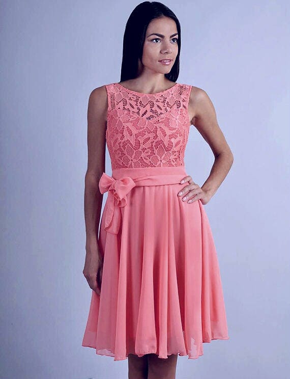 coral lace dress for wedding