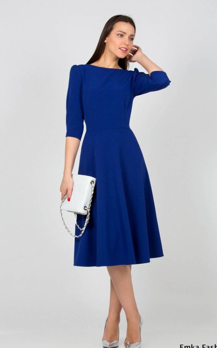 Cobalt Blue Spring Dress Summer Midi ...