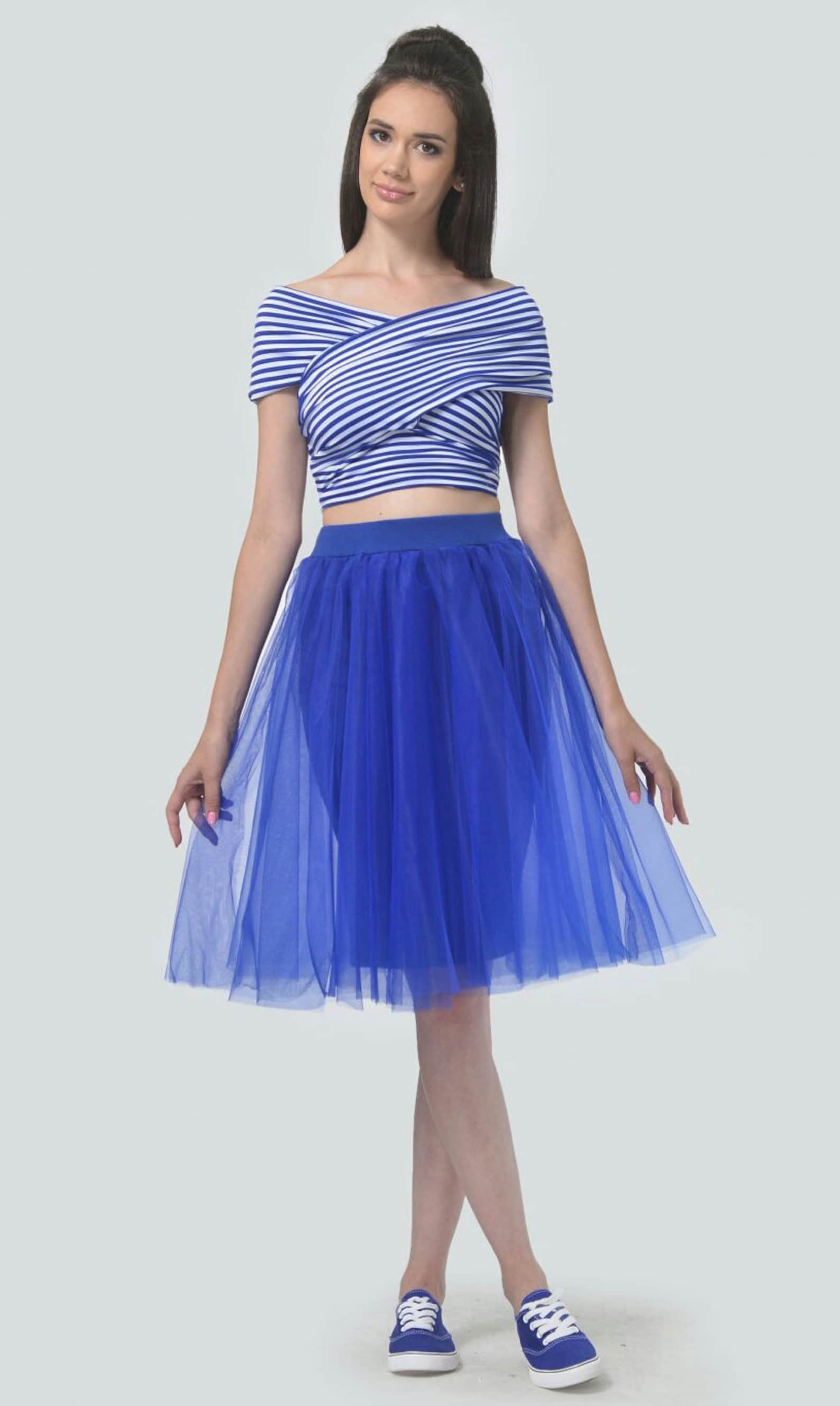 Royal blue skirt Summer skirt Occasion skirt for woman Tulle Etsy