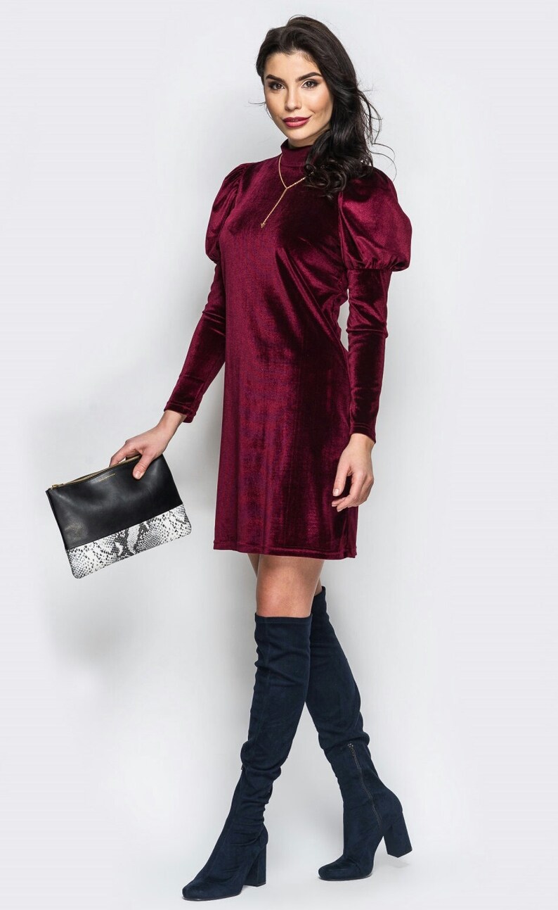 Burgundy dress Spring dress Velvet dress Fashion dress Autumn dress halter dress Mini dress for woman Evening Dress Wedding dress Occasion