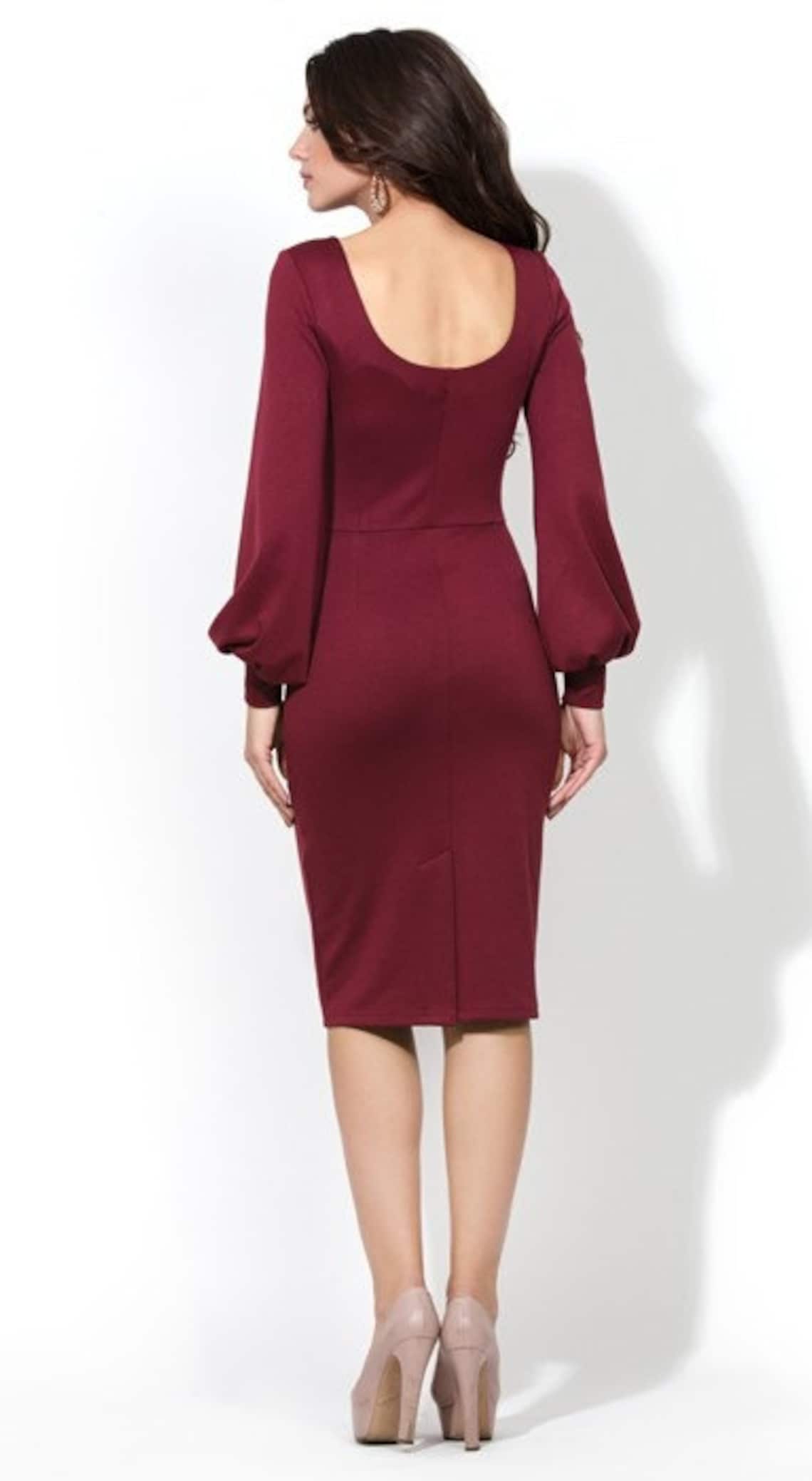 Burgundy Elegant dress Formal dress Wedding dress for woman Etsy