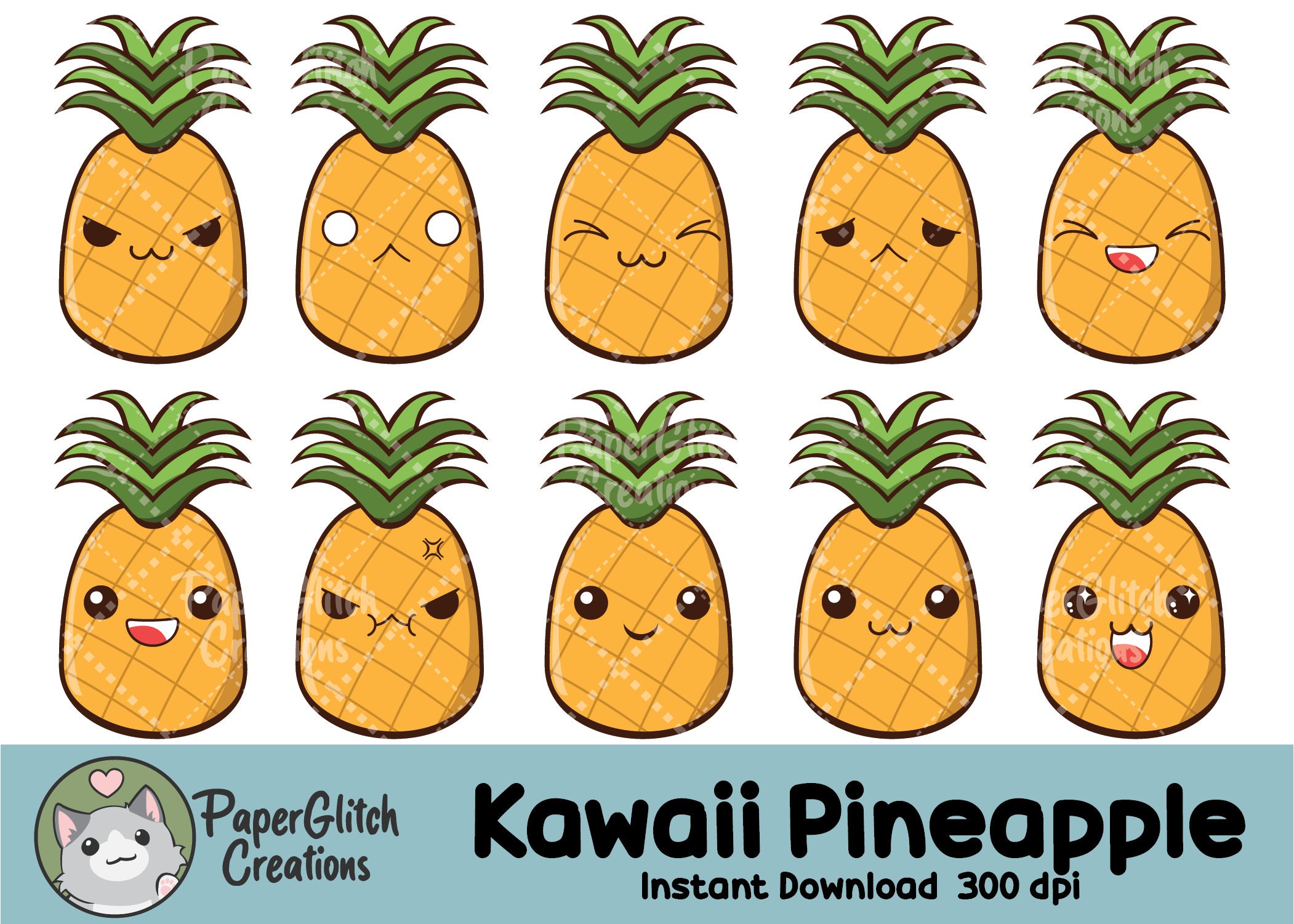 Kawaii Ananas Digital Download Clipart | Etsy
